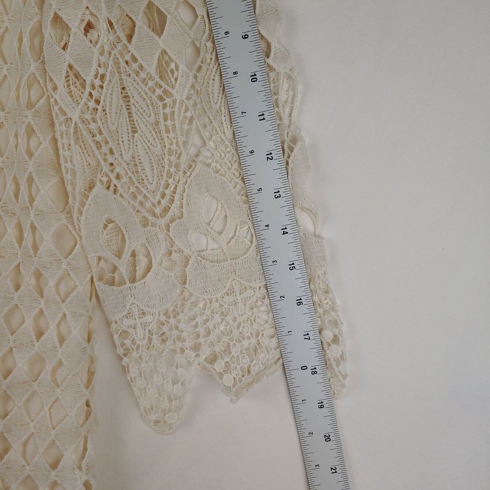 Aakaa Dress Womens Large Ivory Scoop Neck 3/4 Sleeve Lined Lace Boho Beach Party - Picture 12 of 13